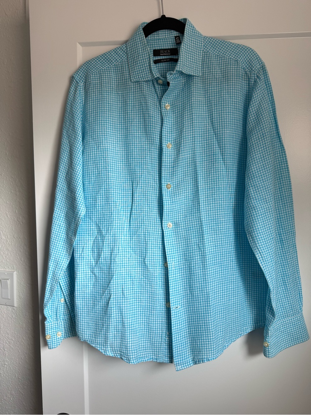 Saks Fifth Avenue Men's Aqua Gingham Button-Down Shirt